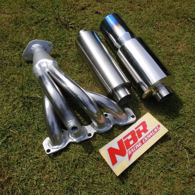 Knalpot Racing Mobil Agya Ayla Sigra Calya 1200Cc-1000Cc ( 1Paket Full Header Pnp+Resonator+Muffler)