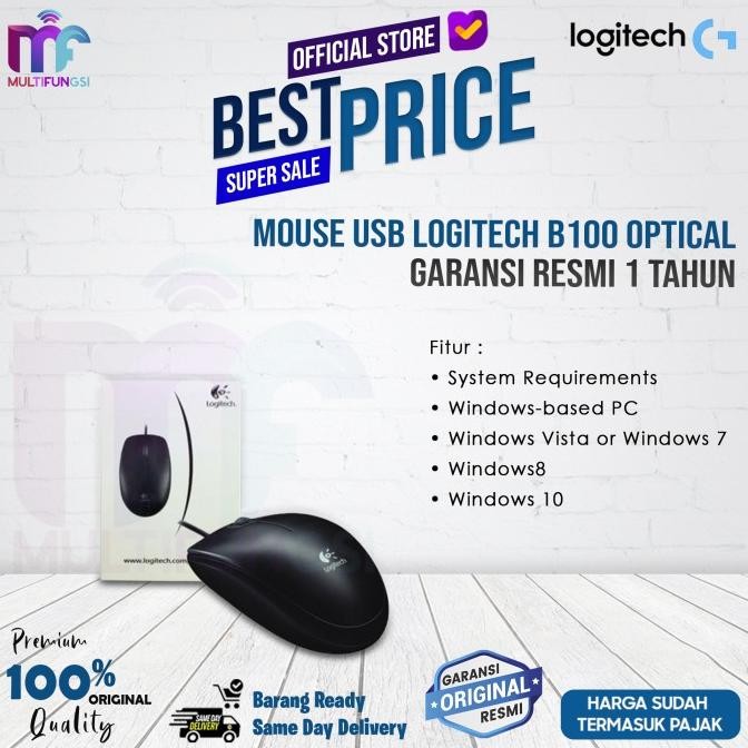 

Mouse USB Logitech B100 OPTICAL - Garansi Resmi 1 Tahun