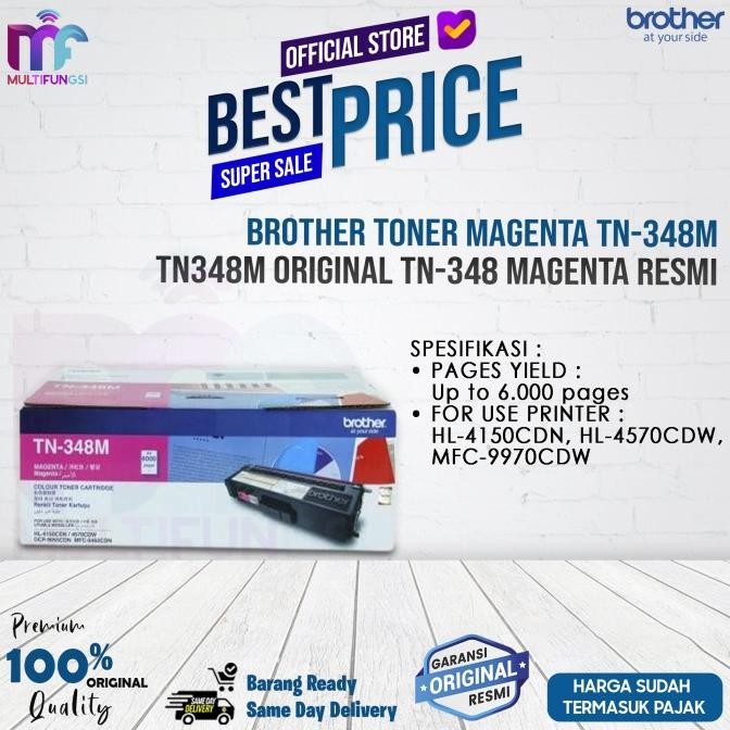 

Brother Toner Magenta TN-348M / TN348M Original TN-348 Magenta Resmi