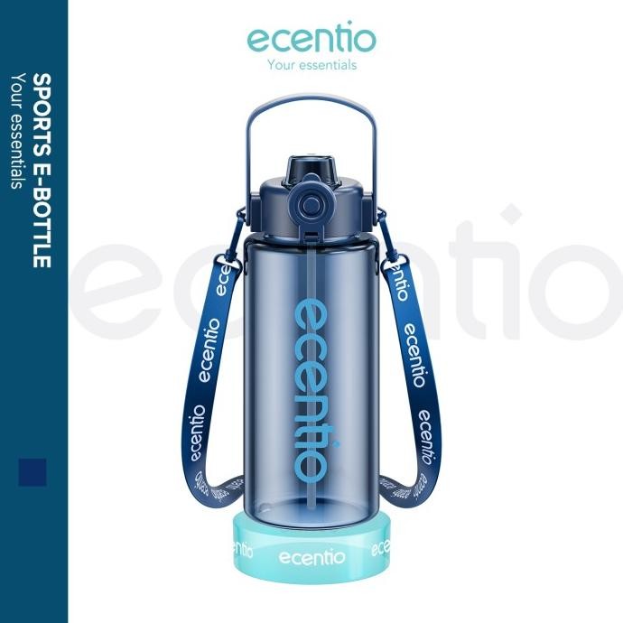 ECENTIO BOTOL MINUM 1 LITER ANTI TUMPAH WATER BOTTLE BPA FREE DENGAN PORTABLE TAIL BOTOL MINUM TUMBL