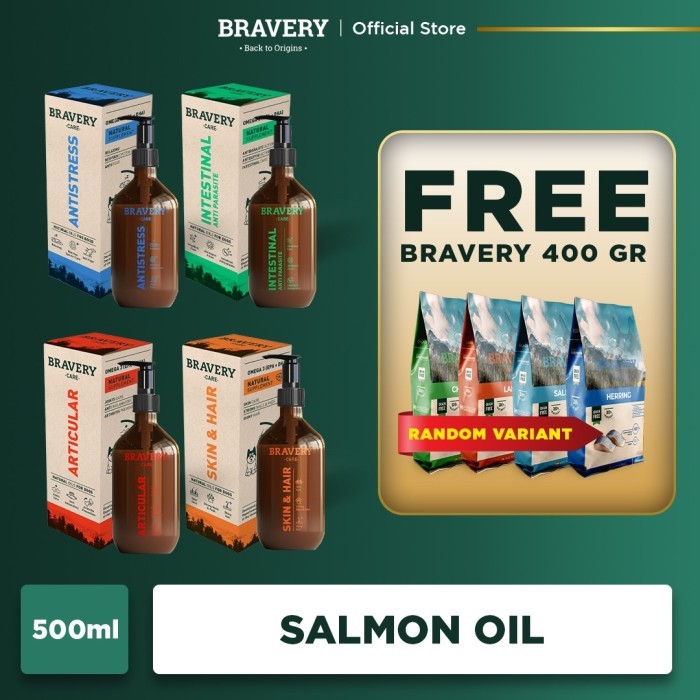 

TERBARU Bravery Care Salmon Oil For Dogs 500ml - minyak salmon untuk anjing