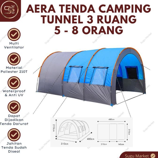 Tenda Camping Tunnel Aera 5-8 Orang Tent Camping Tunnel Multiperson