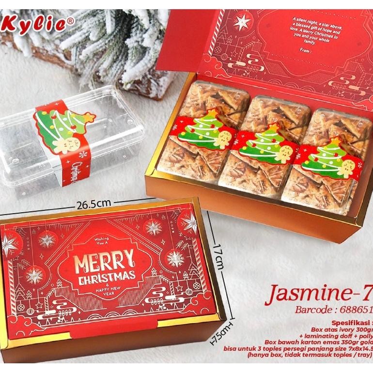 

Box Kue Kering Natal Untuk 3 Toples Persegi (10pc). Packaging Christmas