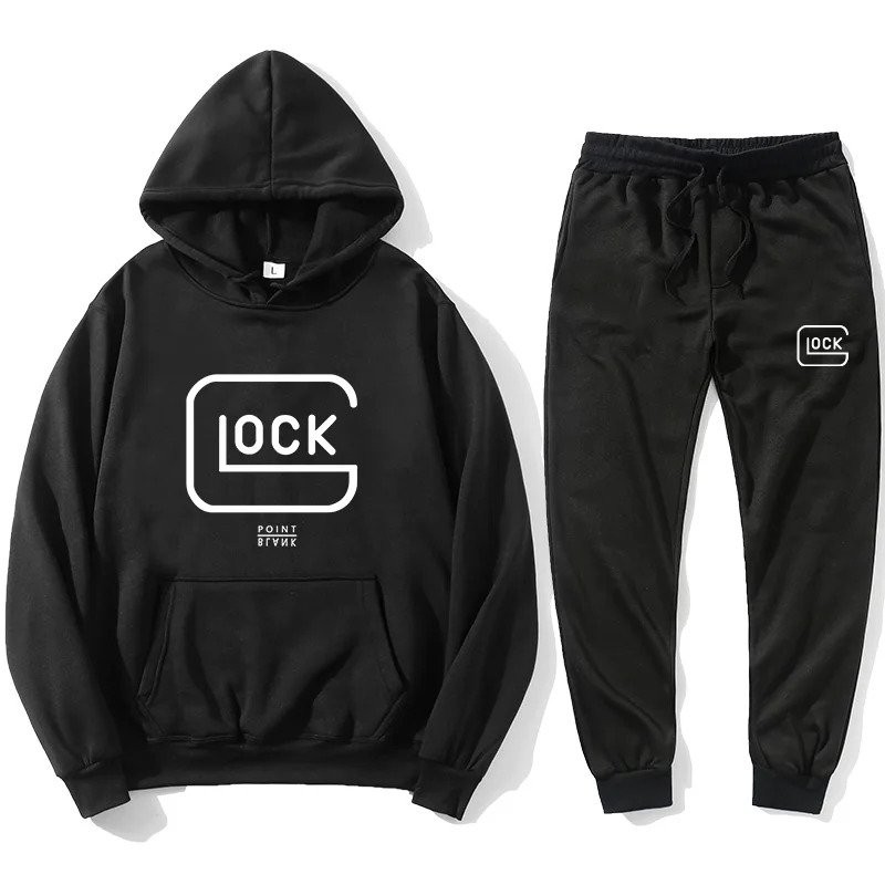 Glock two-piece men's suit solid color suit men's sweatshirt sweatpants fashion suit spring and autu