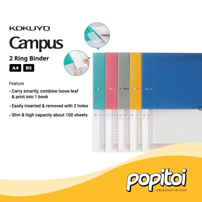 

BEBAS ONGKIR - KOKUYO Campus 2 Ring File Binder A4 Notebook Loose Leaf