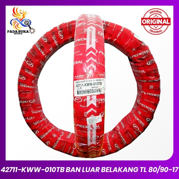 Ban Luar Belakang Tubeles (80/90-17) Honda Supra X 125 FI, Revo 110 AHM FEDERAL RING HGP