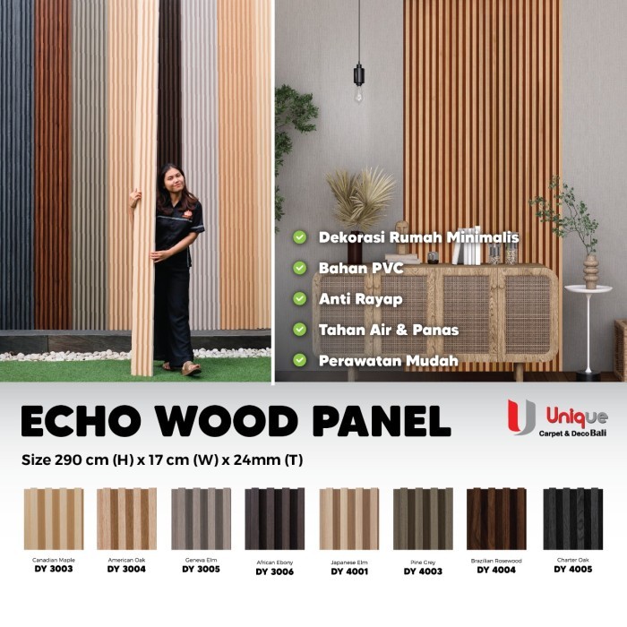 PVC Wood Panel Motif Kayu Salur Minimalis / Wall Panel Kayu ECHO WOOD