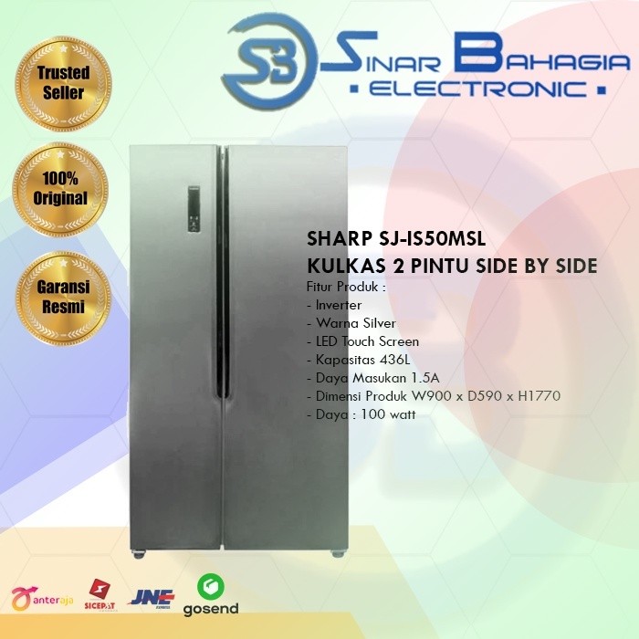 SHARP SJ-IS50MSL KULKAS 2 PINTU SIDE BY SIDE (NEW) (KHUSUS BANDUNG)