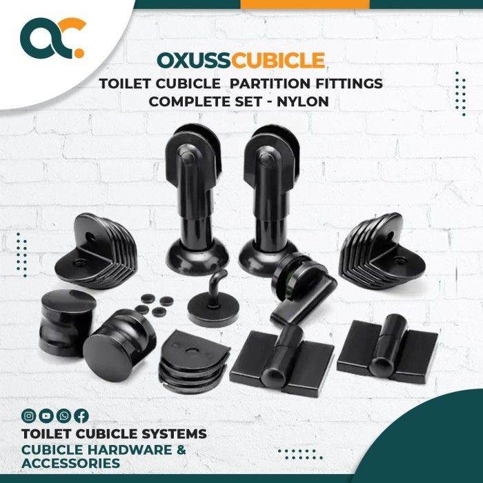Aksesoris Partisi Cubicle Toilet Set Komplit Nylon Nilon