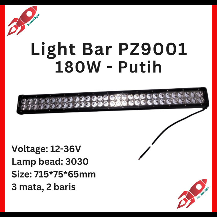 Lampu Sorot Led Bar Mobil Led Light Bar Offroad Runlai 180 Watt Putih