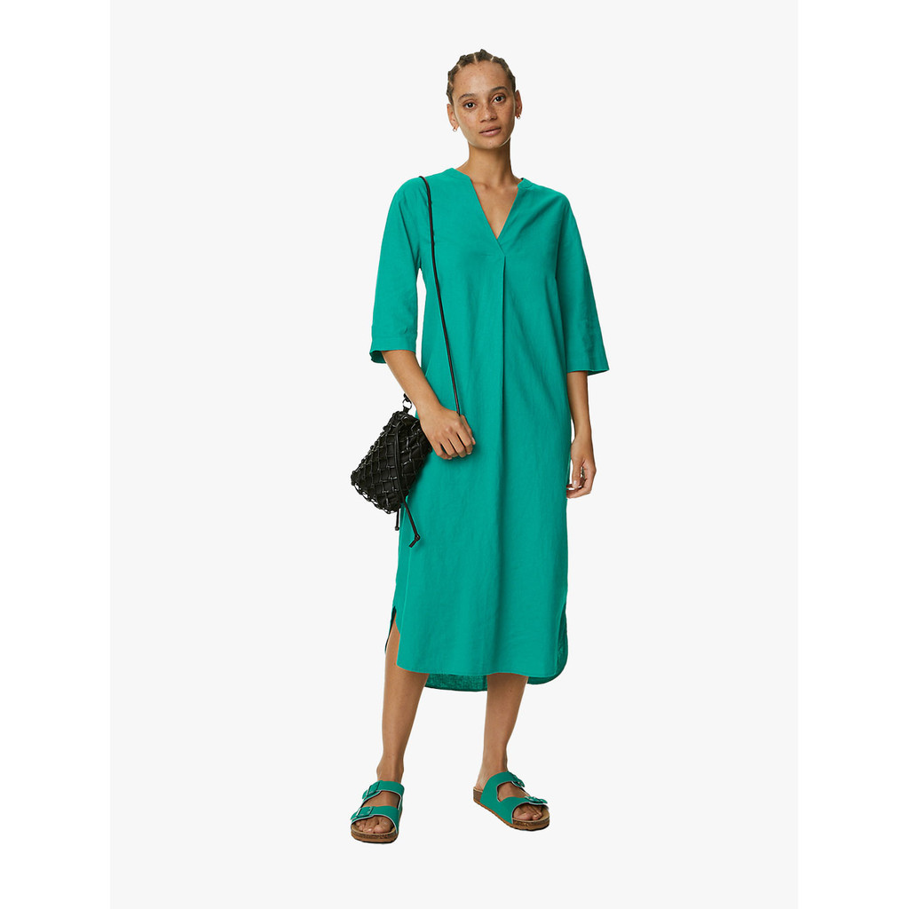 M&S - Dress Wanita - Linen Rich V-Neck Tunic