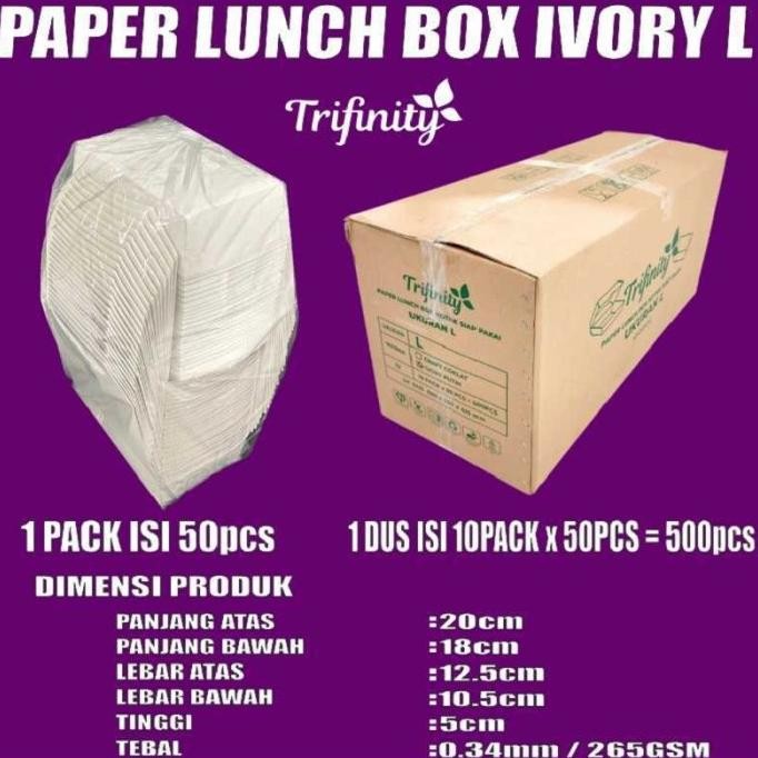 Paper Lunch Box Dus Kraft Coklat n Ivory Putih Food Tray Uk S M L Gjk Medan