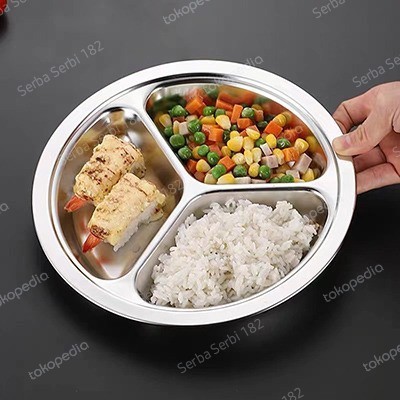 PIRING MAKAN SEKAT 3 STAINLESS STEEL / PIRING RUMAH SAKIT SEKAT 3