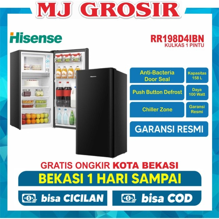 KULKAS HISENSE RR 198 D4IBN LEMARI ES 1 PINTU RR-198D4IBN