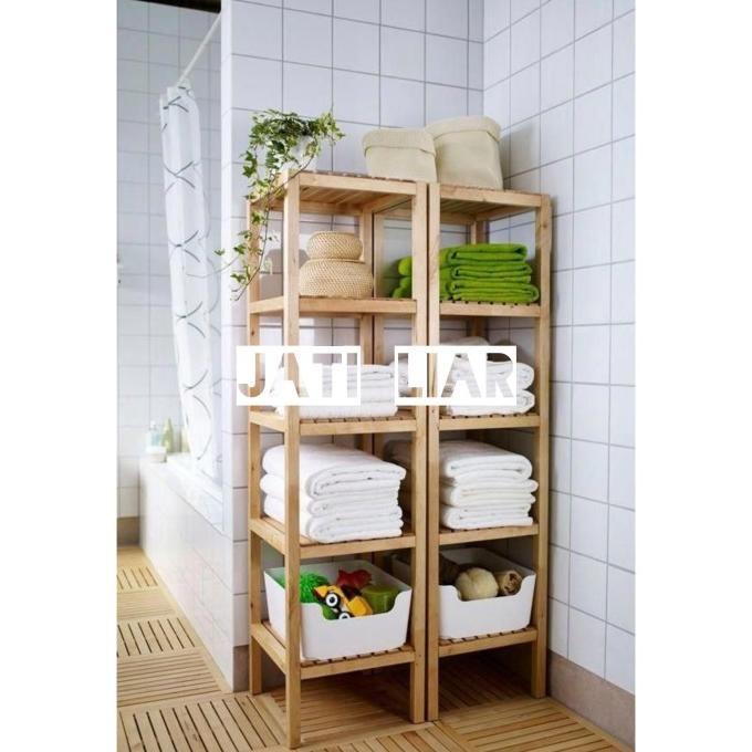 Rak Handuk Kayu / Rak Serbaguna / Rak Kamar Mandi Kayu Mahogany Solid