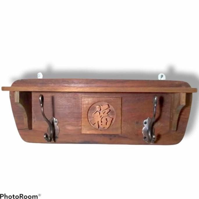 KAPSTOK KAYU JATI JADUL ANTIK LAWAS GANTUNGAN KUNCI