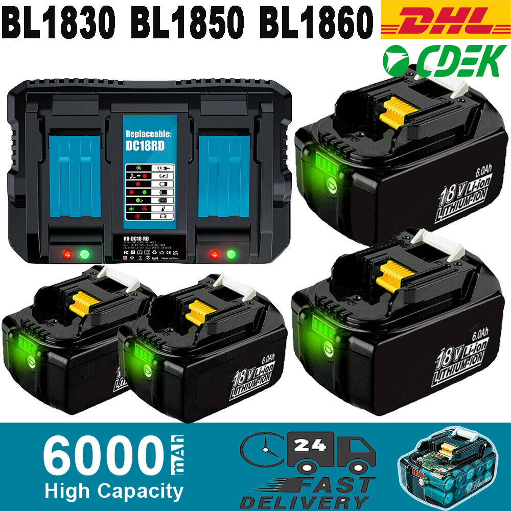 BL1850 18V 6.0Ah Replament Battery + 6A 9A 7.2V~18V