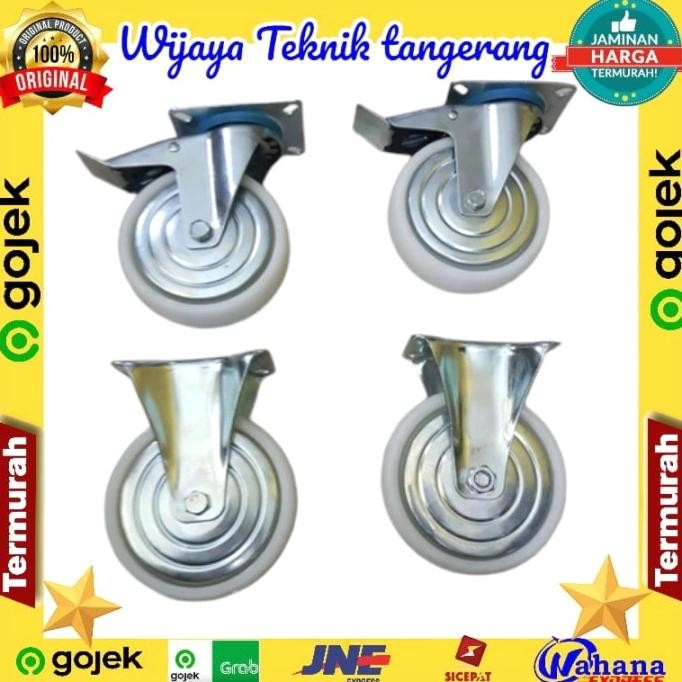 RODA TROLI 4 INCH 2 HIDUP REM 2 MATI SET 4PCS BAHAN NILON / RODA NYLON 1012T