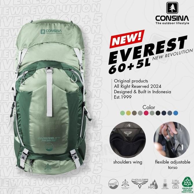 CONSINA EVEREST 60+5L EXPERT SERIES GEN 3 RANSEL GUNUNG NEW REVOLUTION