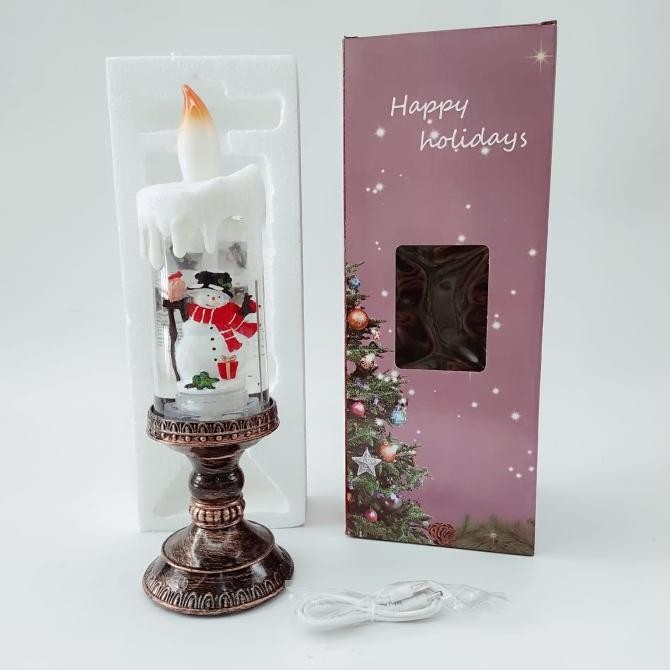 

Sale! Snow Globe Kotak Musik Lilin Natal Dekorasi Christmas Candle Music Box