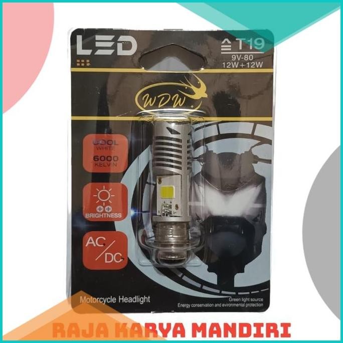 WDW Lampu LED Motor H6 T19 15W+15W AC/DC Motor Matic dan Bebek - Putih