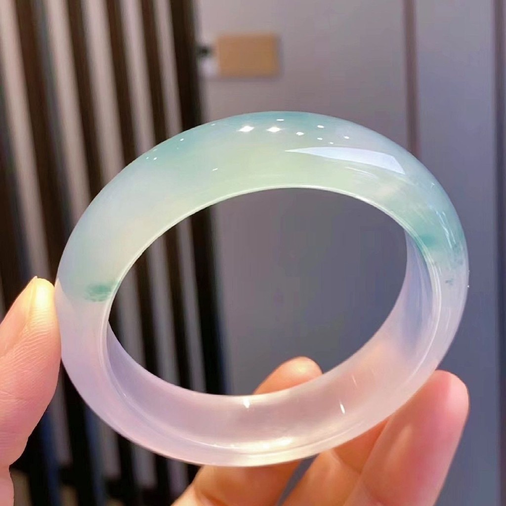 Gelang Wanita Giok Asli Setengah Lanskap, Gelang Giok Wanita Gaya Kuno Ungu Jadeite