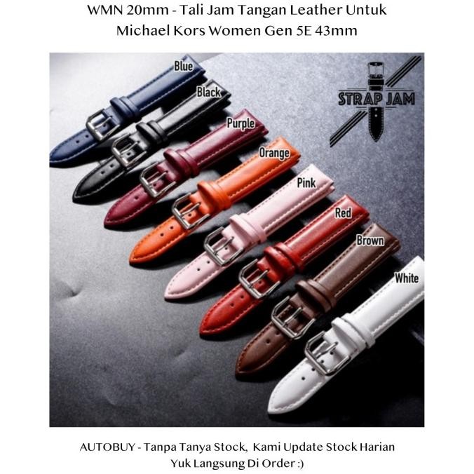 HARGA DISC - WMN 20mm Tali Jam Tangan Michael Kors Women Gen 5E 43mm - Leather Strap Pria Wanita