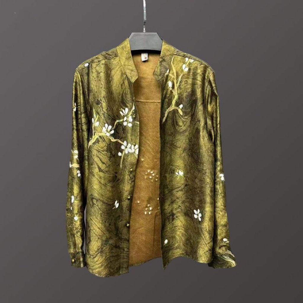 Kemeja Sutra Pria Gaya Cina Baru