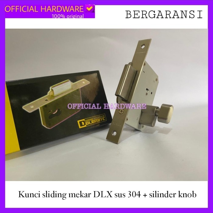 TERBATAS KUNCI PINTU GESER KAYU DELUXE KUNCI SLIDING MEKAR +SILINDER KNOB PUTAR