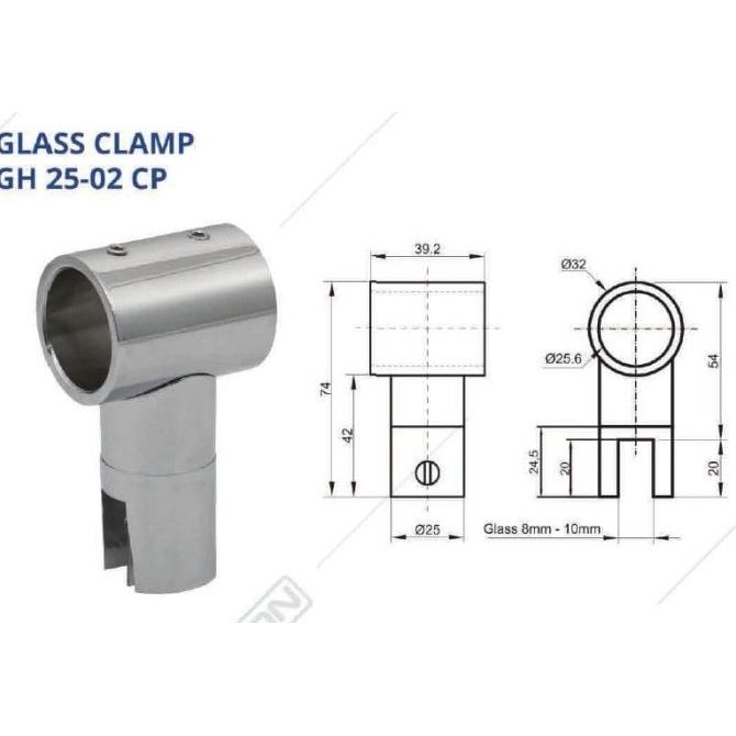 

Glass Clamp Dekkson Gh 25-02 Cp Klem Pipa Ke Kaca Pipa 1 Inch 25 Mm Original Dan Terpercaya