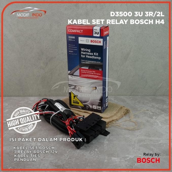 Kabel Relay Set Bosch Lampu Depan Headlamp H4 Mobil 3 Relay Original