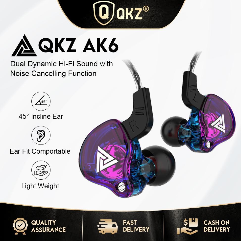 QKZ AK6 AK6 Pro di Earphone HiFi Audiophile Subwoofer headphone dengan Mic Hi Res kabel dilepas