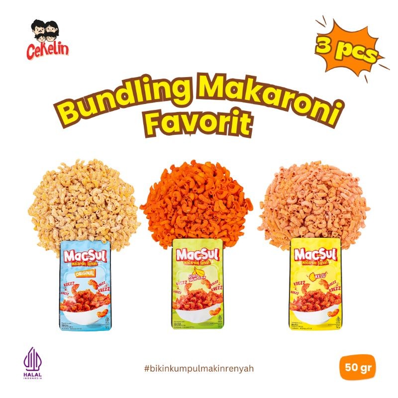

CEKELIN Cemilan Bundling Favorit Makaroni - Isi 3 Varian Rasa