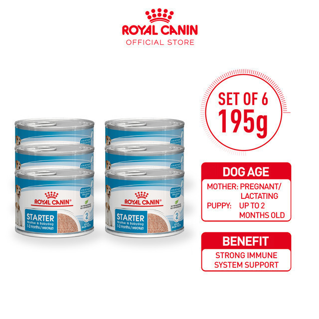 Royal Canin Mother & Babydog Starter Mousse (195g x 6 cans) Wet Makanan Induk & Bayi Anjing - Size H