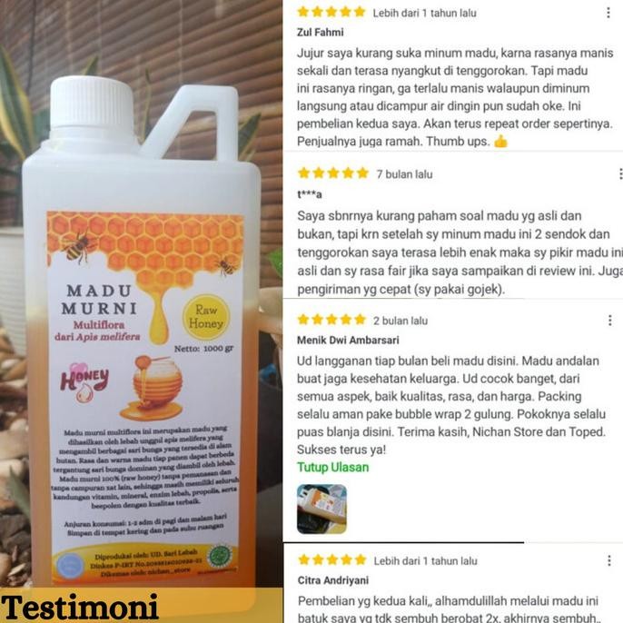 

Madu Asli / Raw Honey 1000 Gram Perasan Madu Sarang Melifera [terbaik]