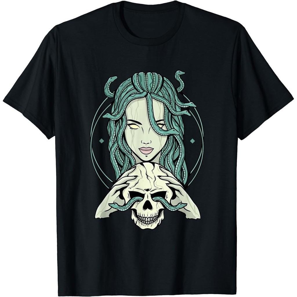 Medusa Abstrak Ular Mitologi Yunani Tengkorak T-shirt |YzguMDjS|