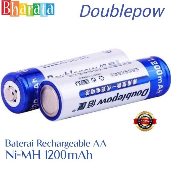 

Diskon! DOUBLEPOW Batre Baterai AA Rechargeable NiMH 1200mAh 2 PCS
