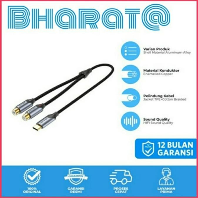 

Diskon! Vention Kabel USB Type C to 2 RCA Dual Female Audio Stereo BGV