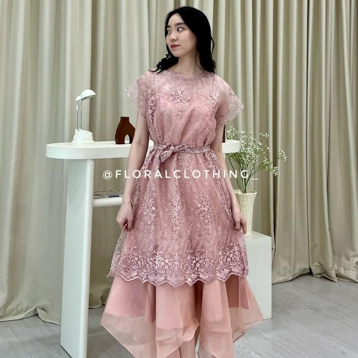 F351 Dress Wanita Kondangan Bridesmaid Pesta Mewah Bahan Premium