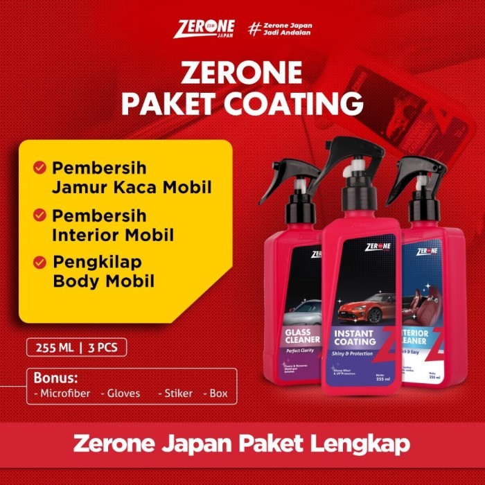 TERBARU Terbaru Zerone Japan Paket Coating Paket Lengkap Pembersih Pengkilap Interior Mobil