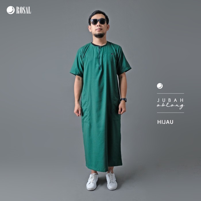 Murah Jubah Lengan Pendek Gamis Lengan Pendek Pria Jumbo M L XL XXL XXXL - Hijau, XXXL