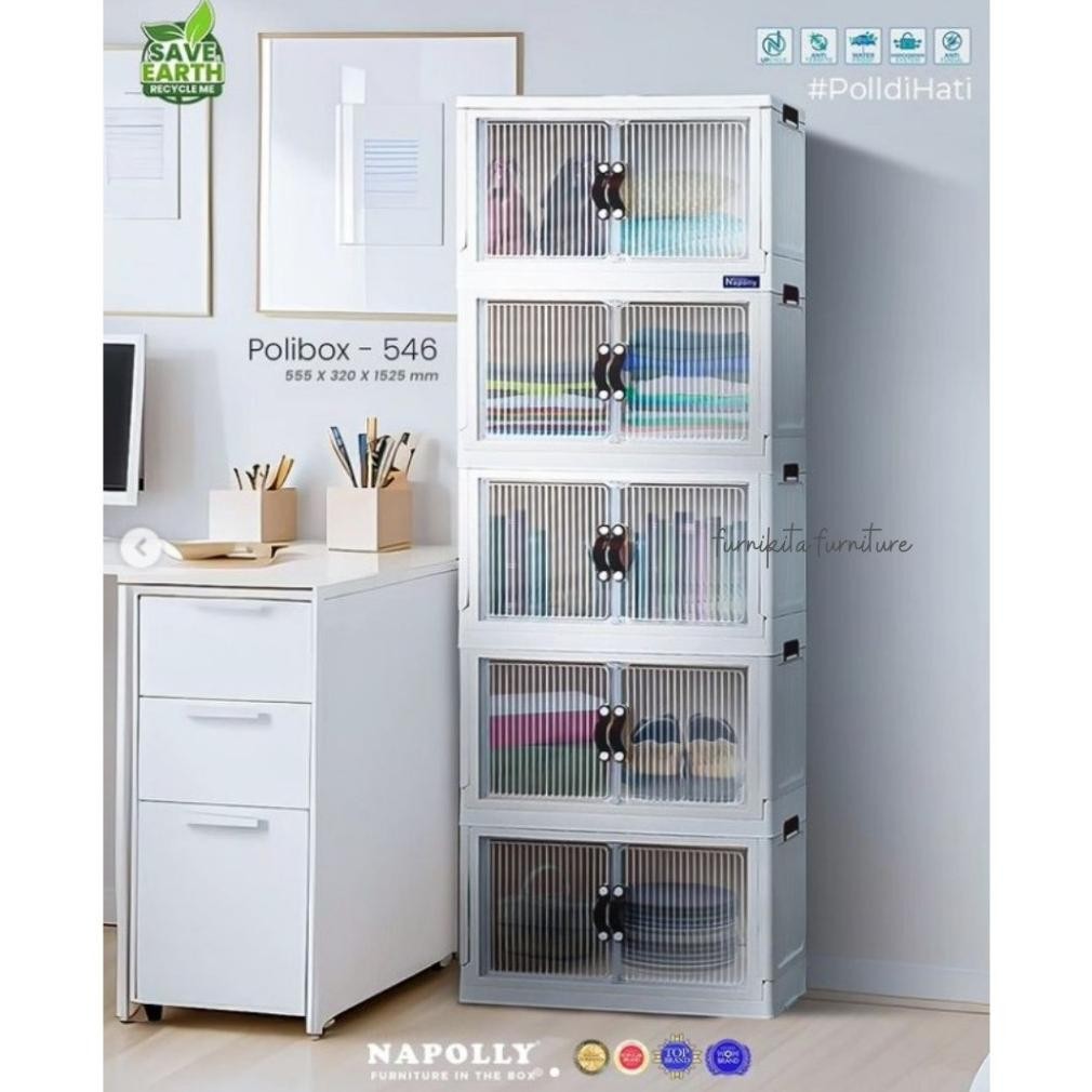 Napolly Lemari Plastik Roda Lipat Polibox Gratis Ongkir