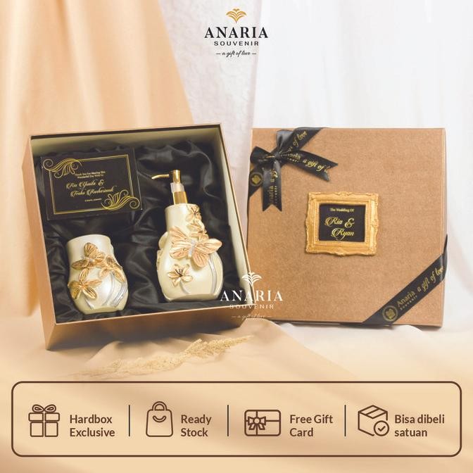 Souvenir Hampers Pernikahan BUTTERFLY Soap Dispenser GIFTSET OF 2  SHA