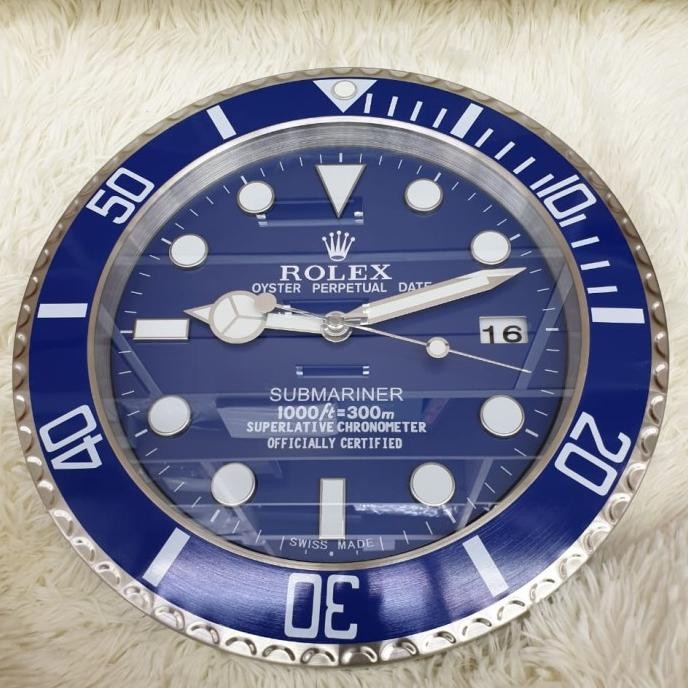 Jam Dinding Rolex Submariner Blue Dial Movement Swipe Diskon