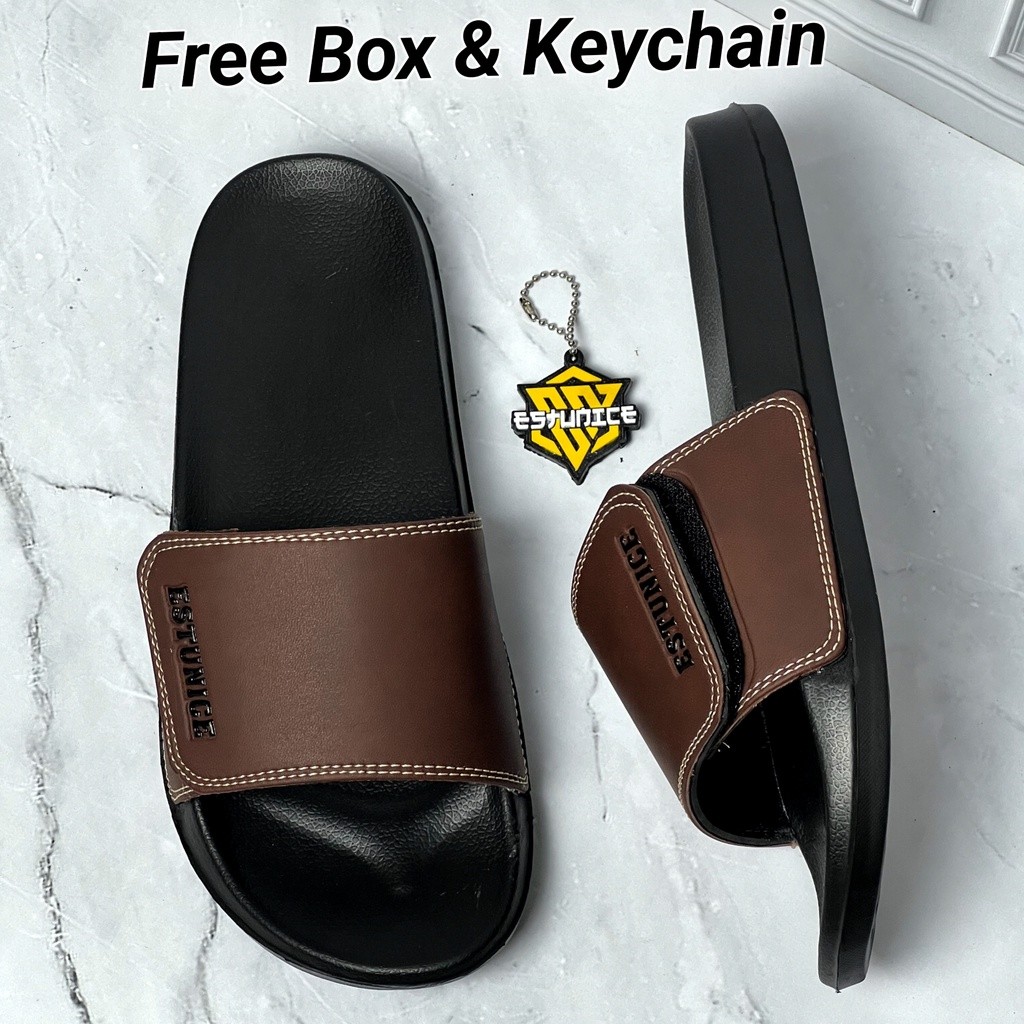 Sepatu Wanita Estunice Sandal Slop Pria Slip On Slide Selop - Austin Hook Coklat