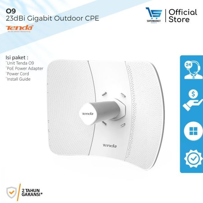TENDA O9 5Ghz 11ac 23dBi Gigabit Outdoor 25Km CPE Bukan Litebeam M5