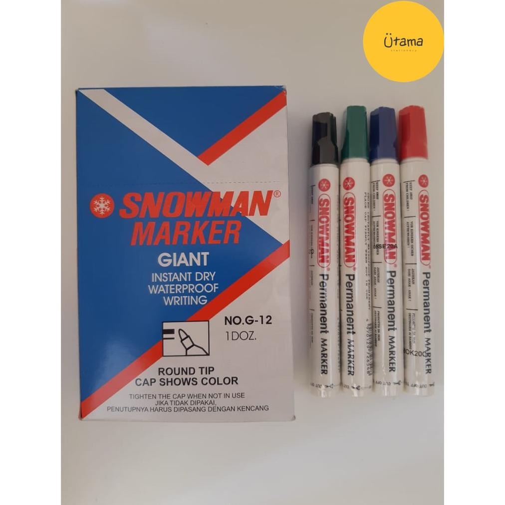 

Terbaru Spidol Snowman Permanen G-12 Hitam/Permanent Marker G12 Black (Grosir 6Pcs @6.250)