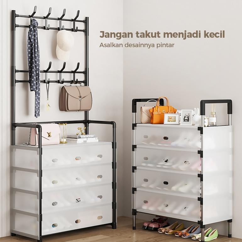 (Cod) Homestorage Rak Sepatu Tahan Debu Serbaguna Gantungan Tas Pakaian Rak Sepatu Susun Tertutup/ R