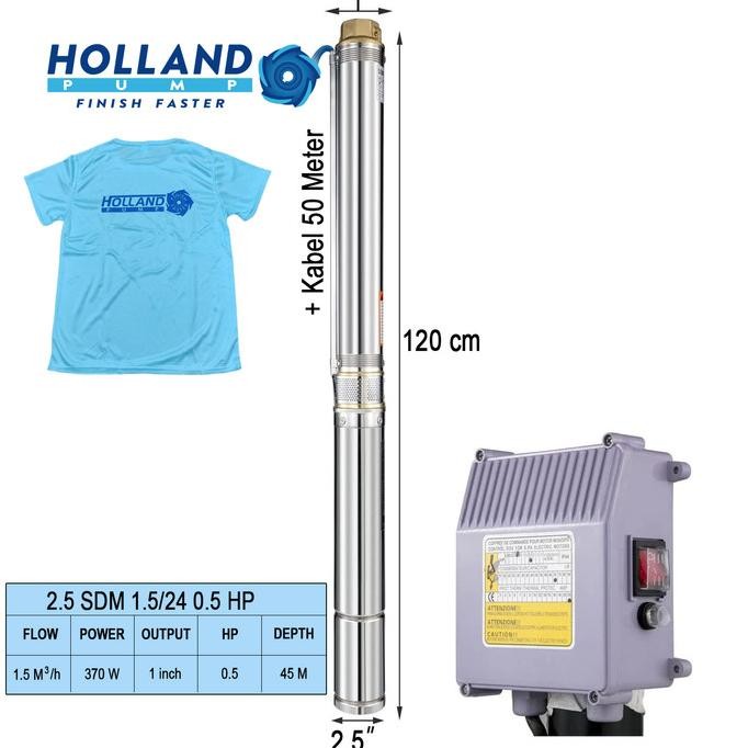 TERMURAH - Pompa Air Submersible Holland Pump Pipa Sumur 2.5 Inch 45 Meter Pipa 1