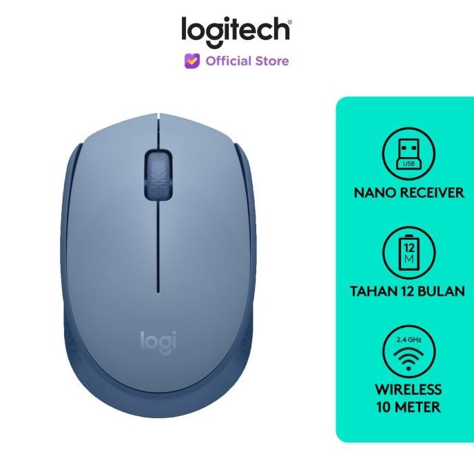 

BLUE- LOGITECH M171 MOUSE WIRELESS UNTUK WINDOWS, MAC, CHROMEOS - BLUE GRAY